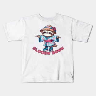 Ice skating sloth Kids T-Shirt